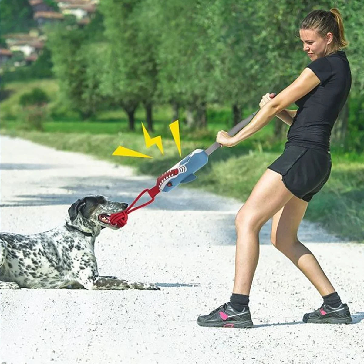 Interactive Knot Rope Dog Toy with Pulling Sound Effect