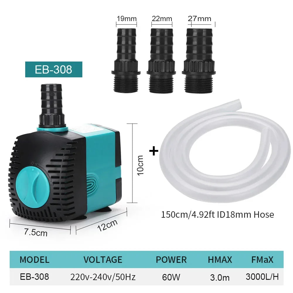 Submersible Aquarium Water Pump with Adjustable Flow