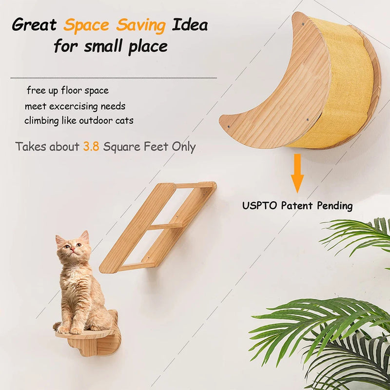 Étagère Murale pour Chat en Forme de Lune avec Hamac
