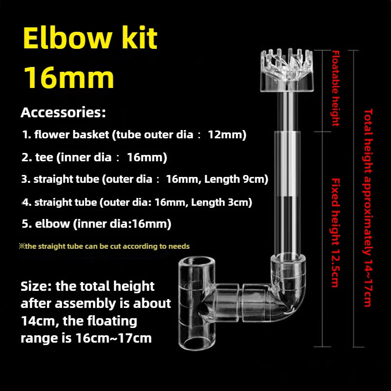 Clear Aquarium Skimmer with Acrylic Lily Pipe Inflow Outflow