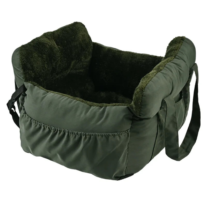 Dog Car Seat with Safety Belt – Non-Slip, Washable Travel Bed for Small Dogs