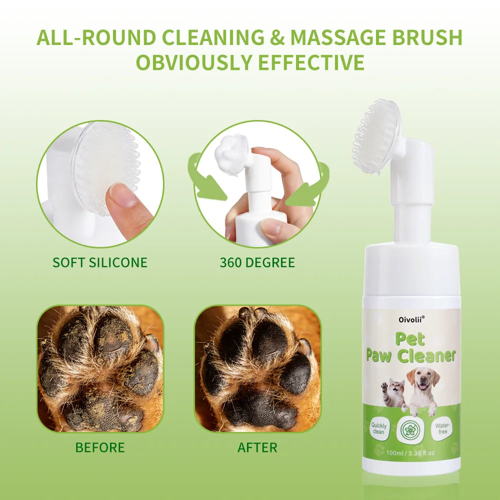 Waterless Paw Foam Cleaner with Built-In Silicone Brush
