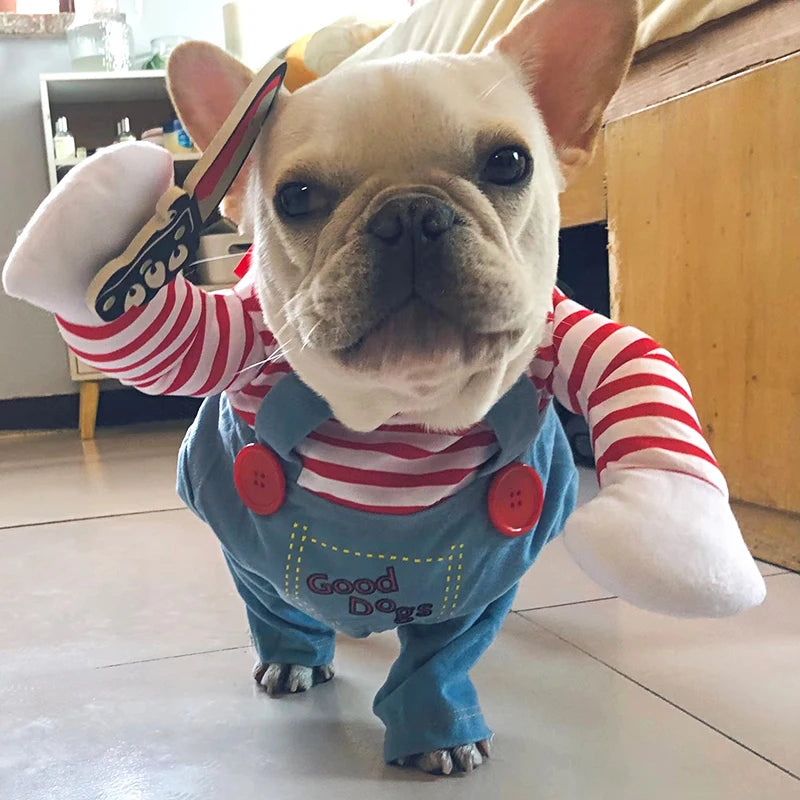 Adjustable Halloween Dog Costume with Foam Knife for Small & Medium Pets