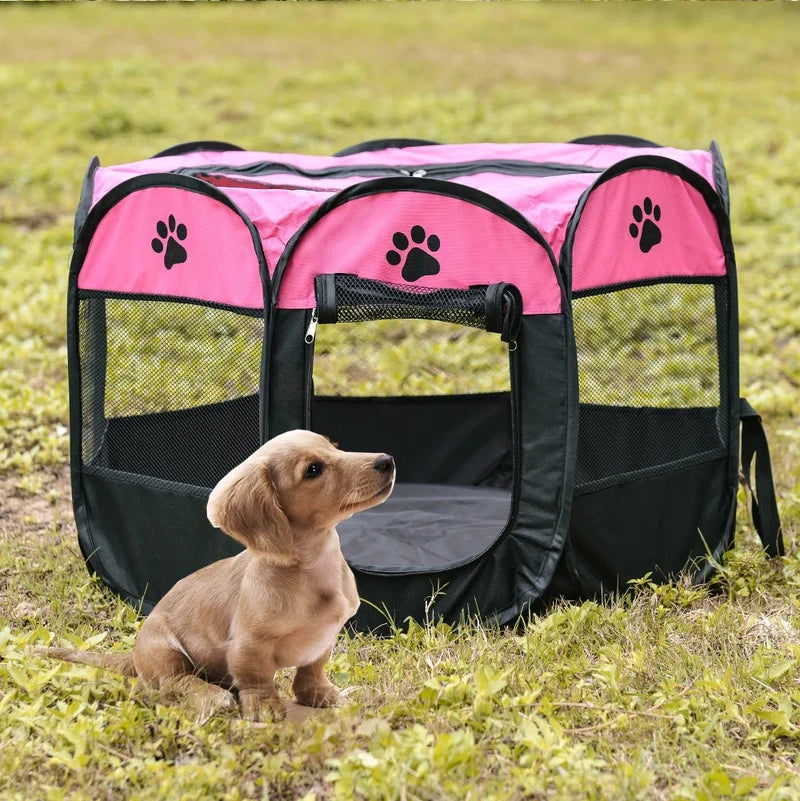 Foldable Octagonal Pet Tent with Breathable Mesh - Portable Outdoor Dog & Cat Shelter