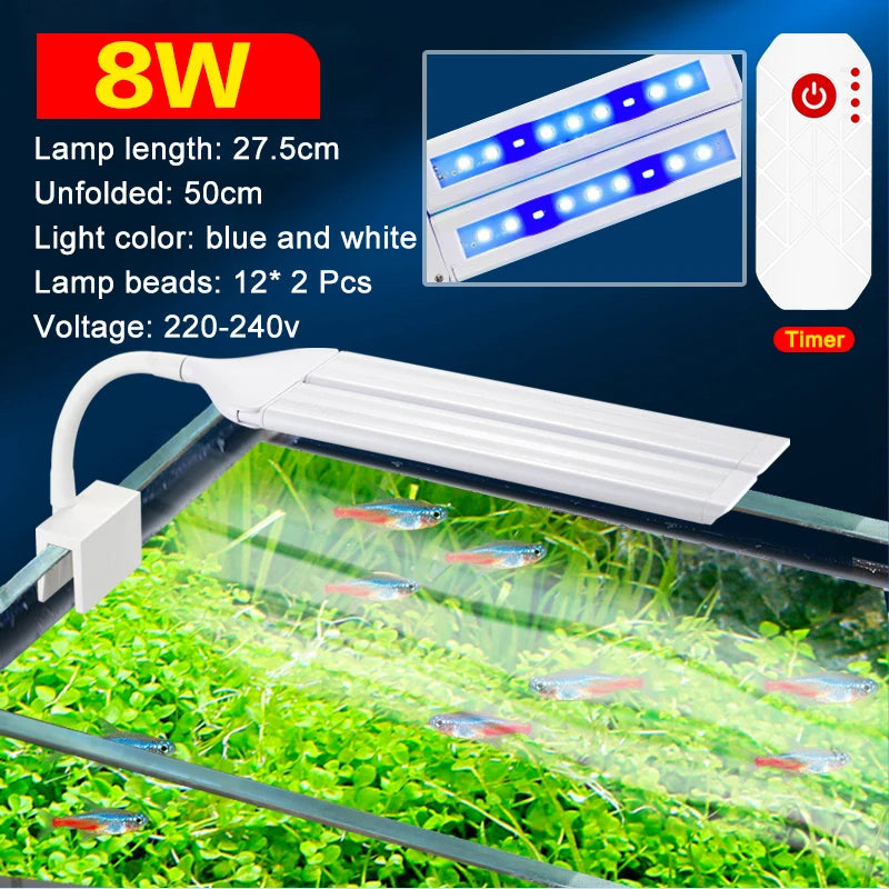 Lampe LED à pince réglable pour aquarium