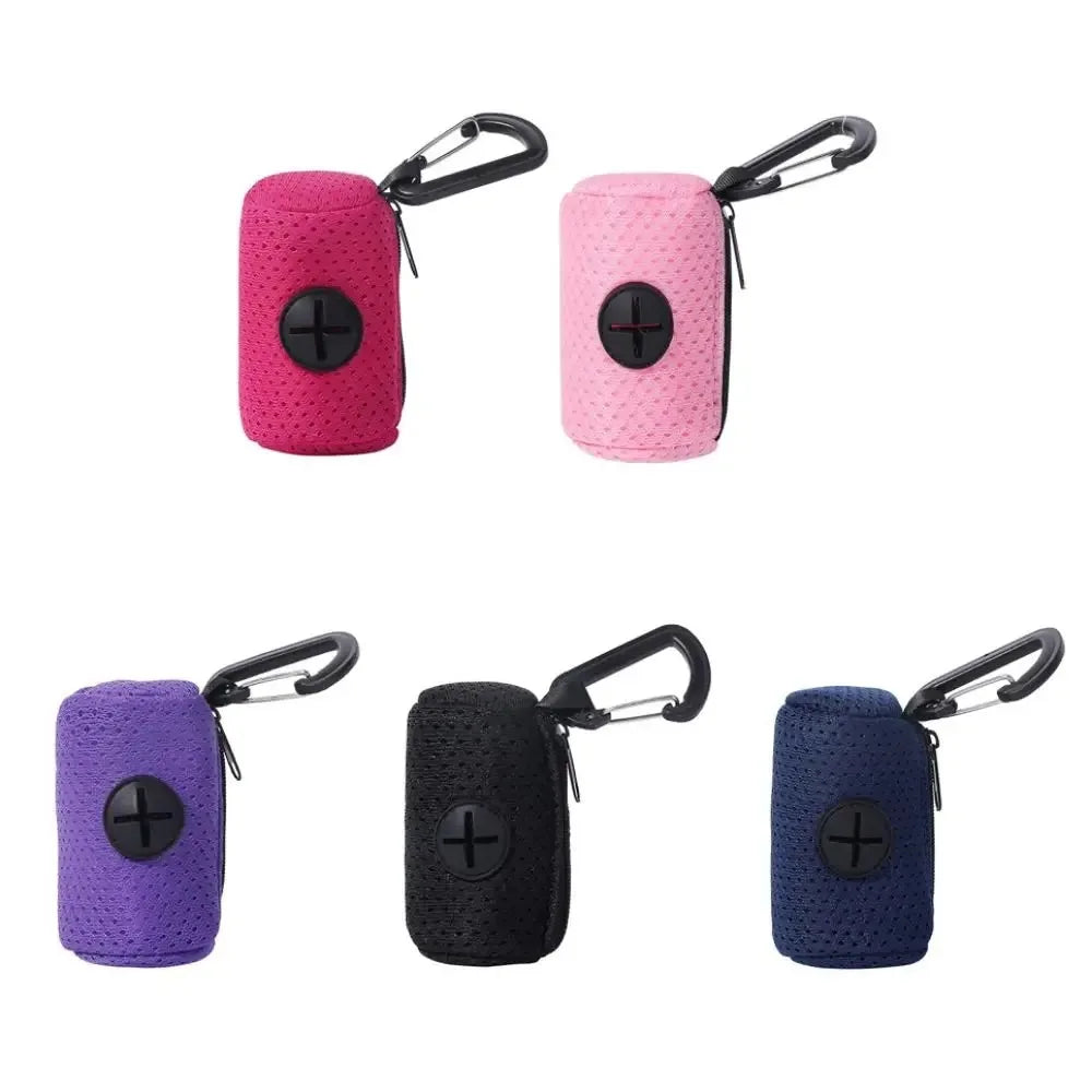 Portable Mesh Dog Waste Bag Dispenser with Carabiner Clip