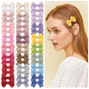 Cute Solid Ribbon Hair Bow Clips (Set of 10)