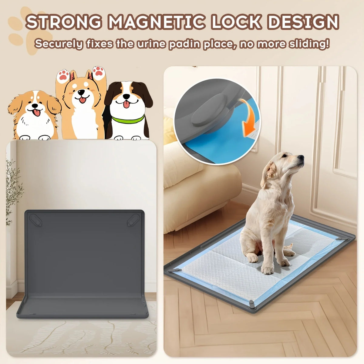 Wall-Mounted Dog Urine Pad with Silicone Splash Guard