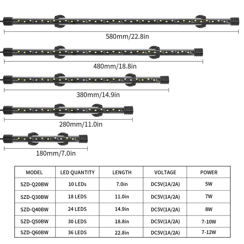 USB Aquarium Light LED Plant Grow Lamp 18-58cm