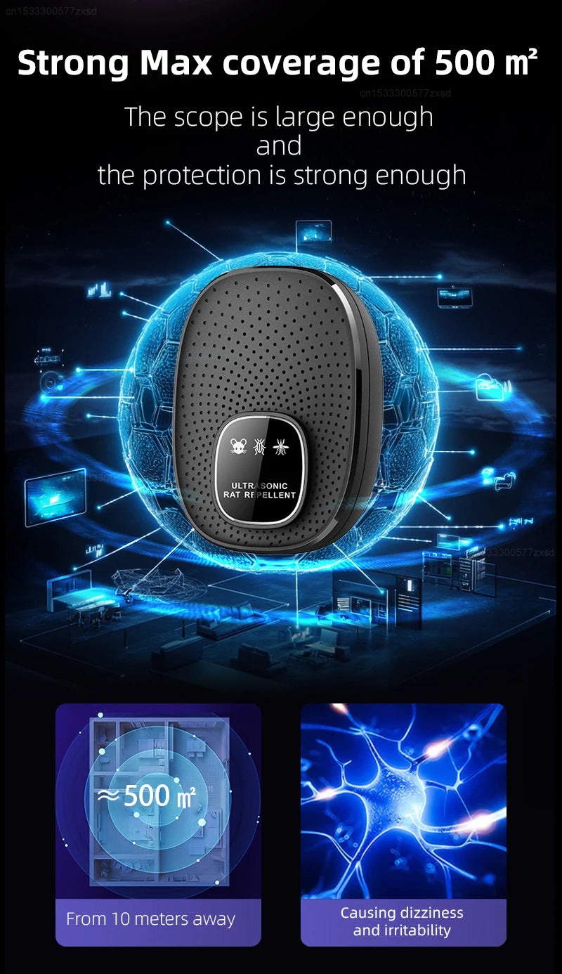 Rechargeable Ultrasonic Rodent Repeller for Home and Bedroom