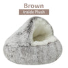 Winter Plush Round Cat Bed 2-in-1 Warm Cat House