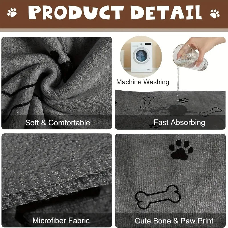 Dog Towel Microfiber Quick-Dry Bath Towel