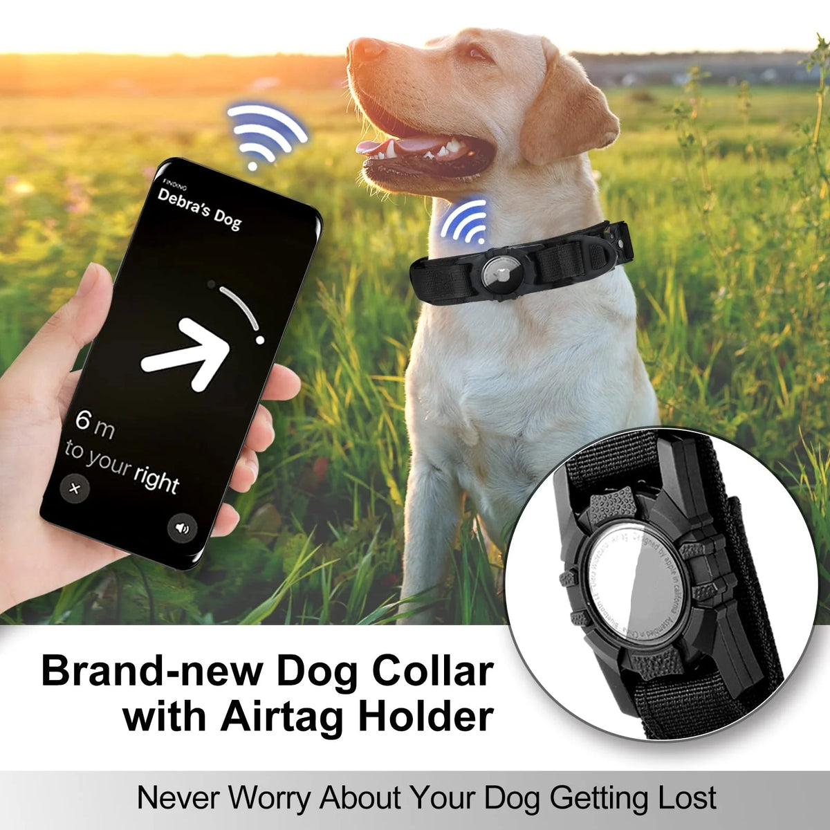 Tactical Dog Collar with AirTag Holder and Control Handle for Medium and Large Dogs