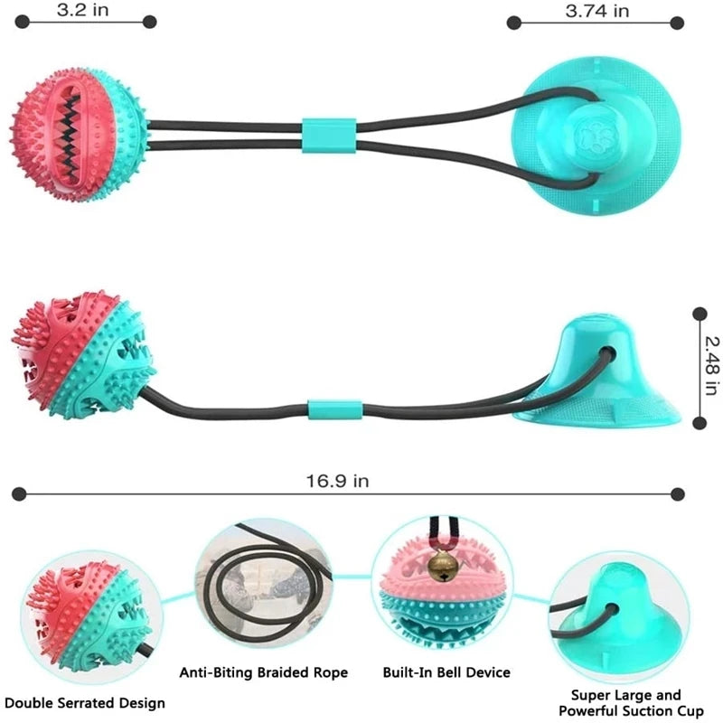 Interactive Suction Cup Dog Chew Toy for Dental Health & Play
