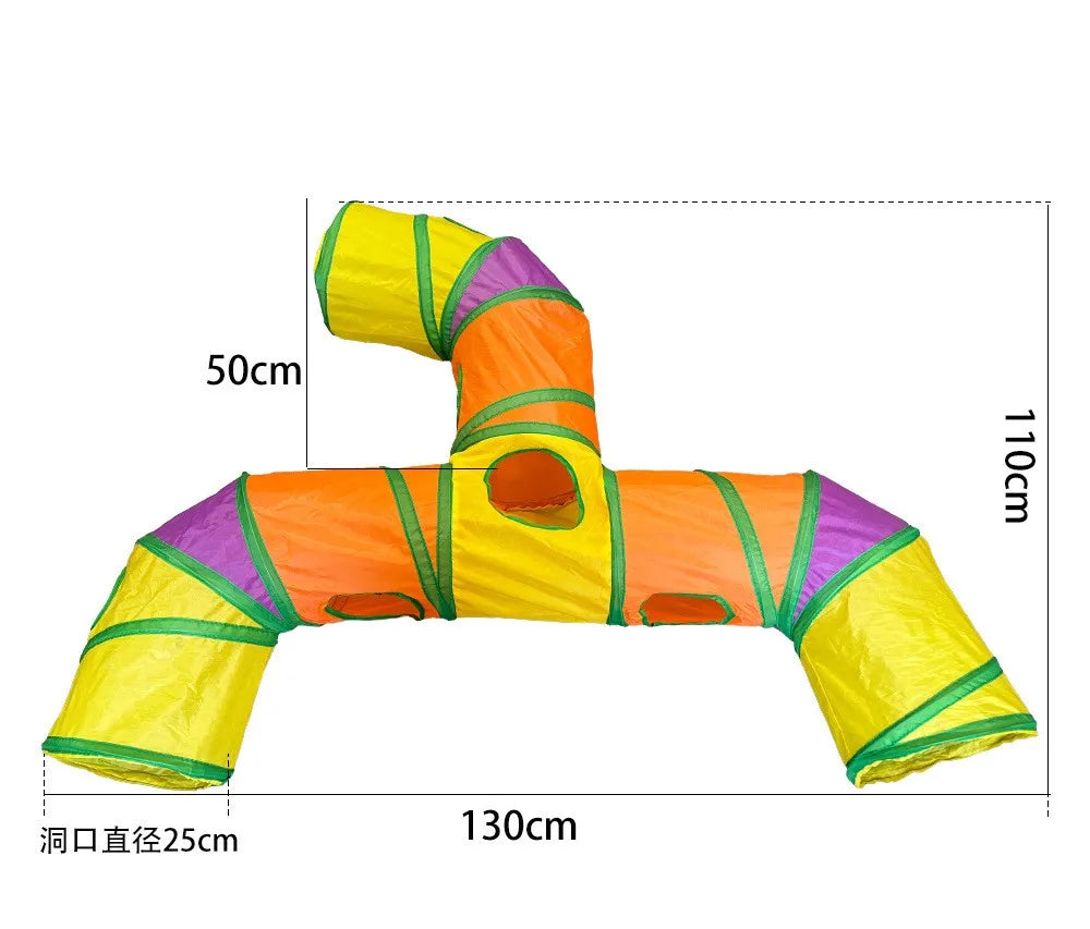 Foldable Cat Play Tunnel with S-Shaped Design
