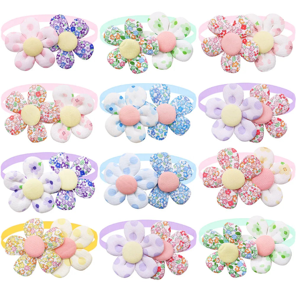 Handmade Flower-Shaped Adjustable Pet Bow Tie