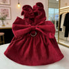 Vintage Corduroy Pet Dress with Bow and Ruffle Skirt