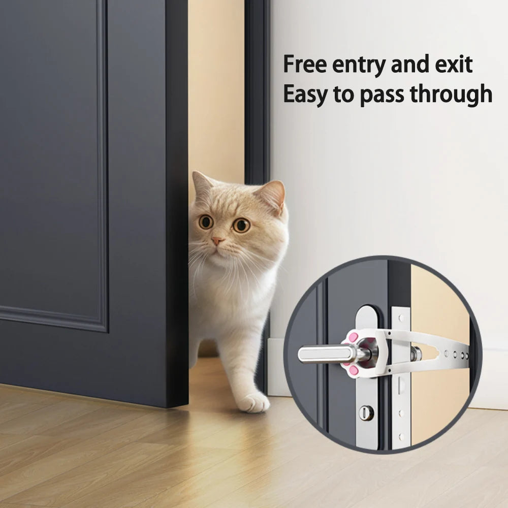 No-Drill Adjustable Cat Door Latch with Stabilizer