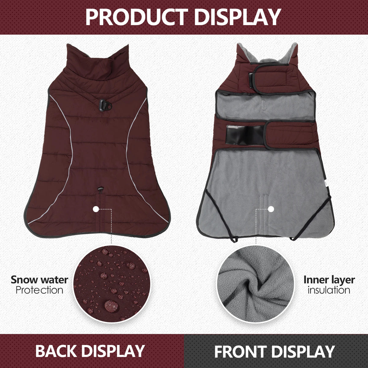 Waterproof Reflective Dog Coat with Adjustable Turtleneck