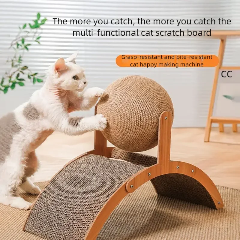 2-in-1 Cat Scratching Ball and Wooden Scratcher