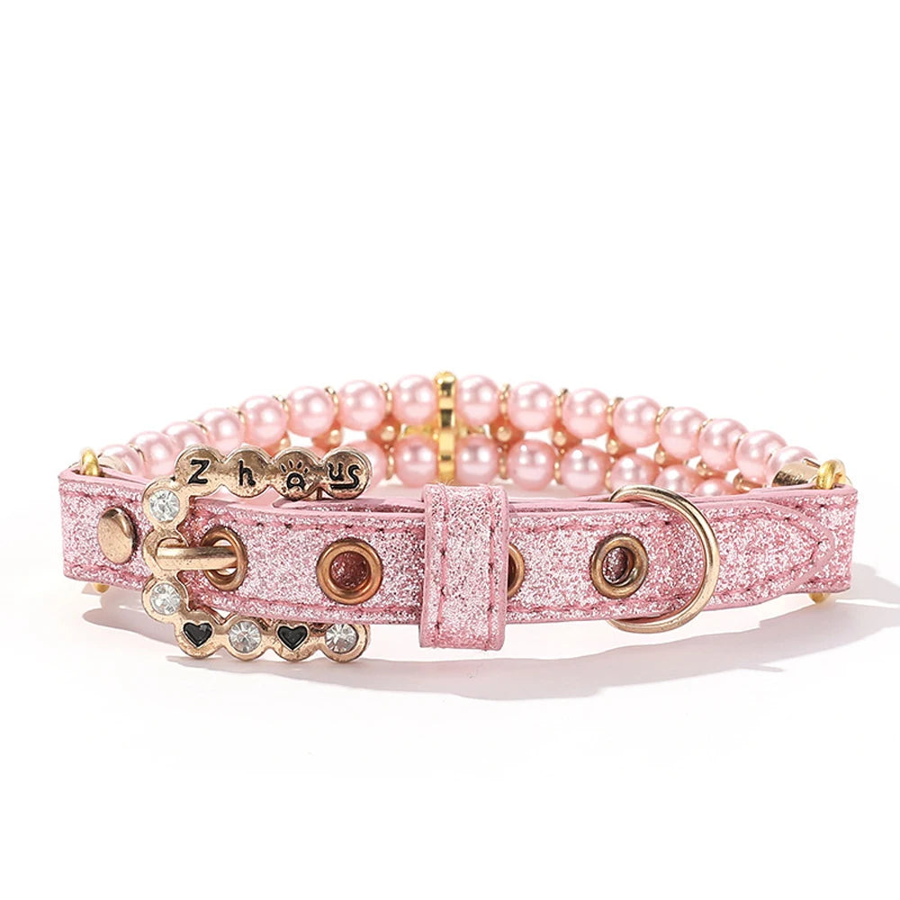 Pearl Crystal Pet Collar Necklace for Cats and Small Dogs