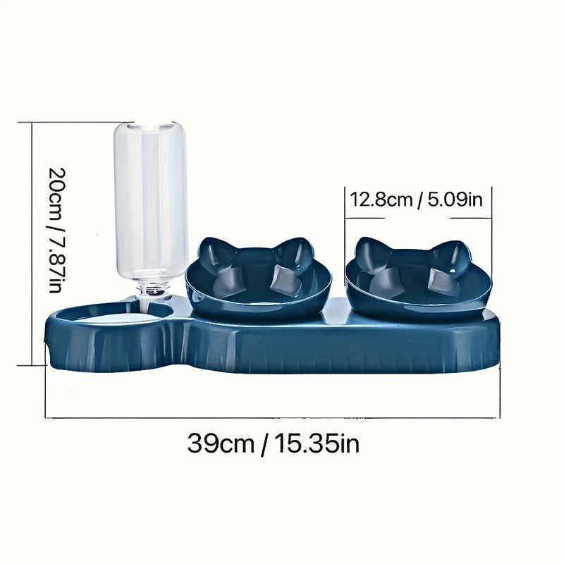 Bol d'alimentation incliné ergonomique pour chat avec distributeur d'eau par gravité