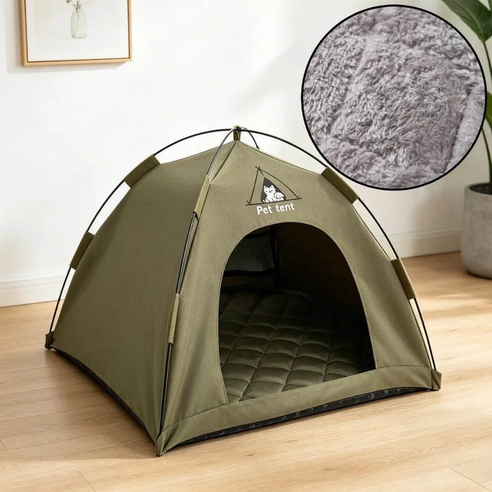 Breathable Pet Tent House with Foldable Design and Double-Sided Mat
