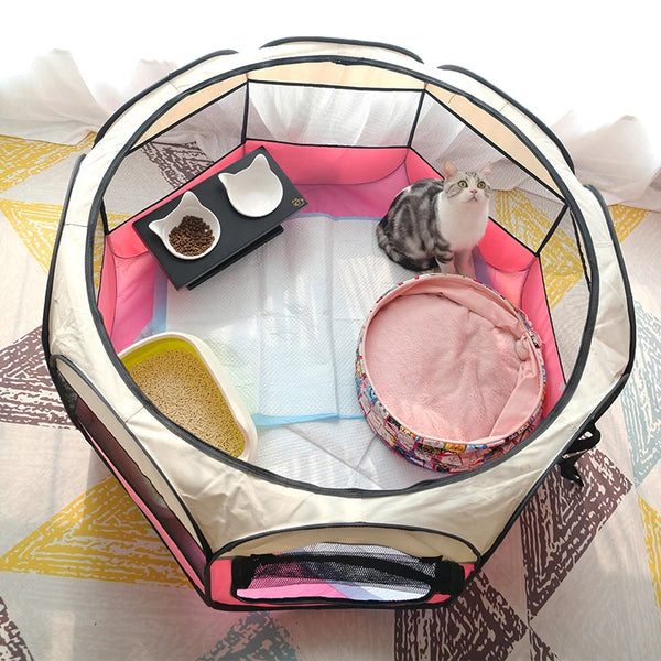 خيمة حيوانات أليفة قابلة للطي وبيت كلب ثماني الأضلاع