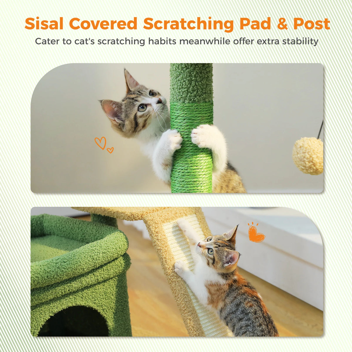 Compact Cat Tree Tower with Sisal Scratching Posts and Cozy Perches