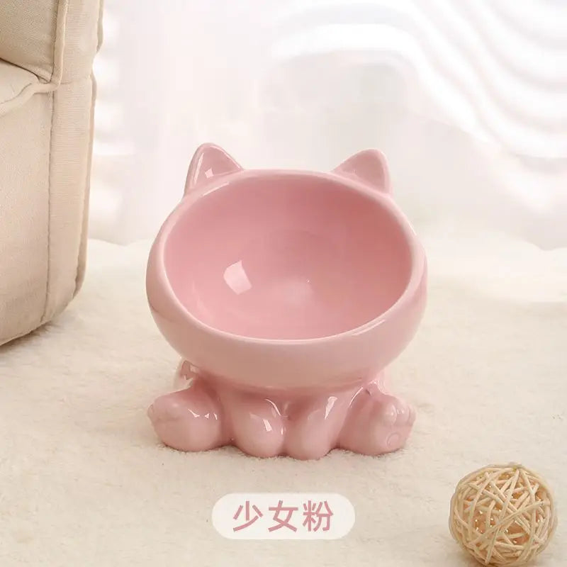 Ceramic Cat Bowl with High Feet for Pet Feeding