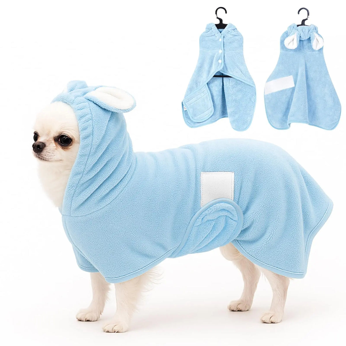 Adjustable Hooded Pet Bathrobe – Quick-Dry Microfiber Dog & Cat Towel
