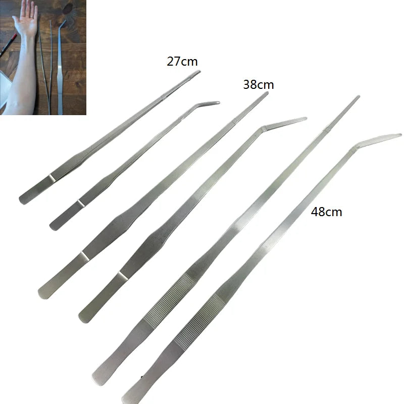 Pinzas de Acero Inoxidable para Plantas de Acuario con Codo