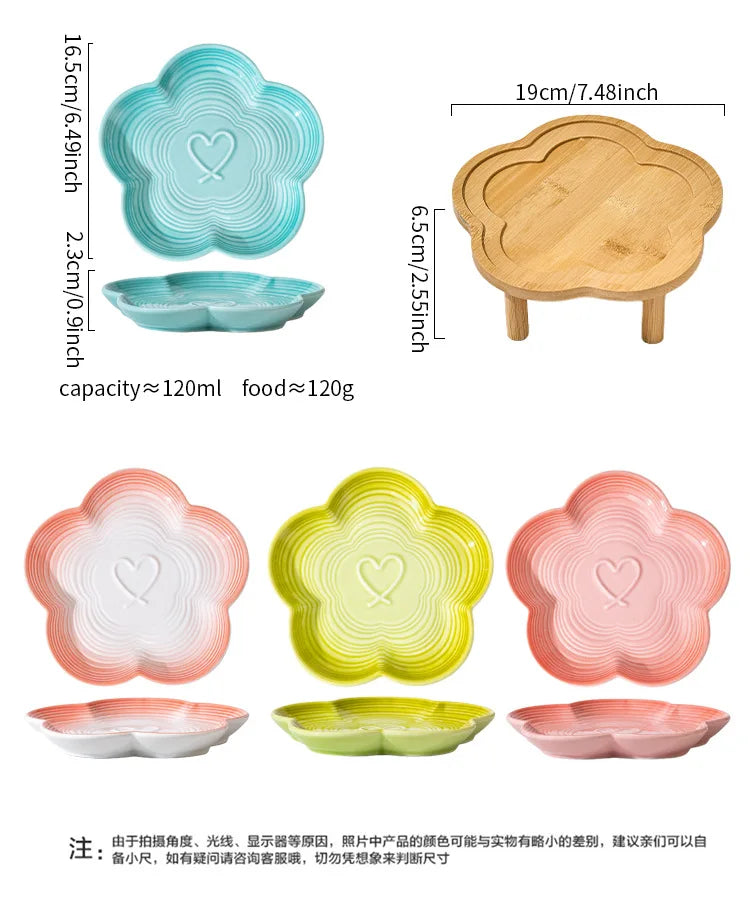 Ceramic Pet Bowl with Wood Stand – Elegant Bow Knot Design