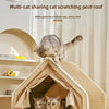 Winter Warm Cat Nest Wood House with Semi-Enclosed Sleep Space