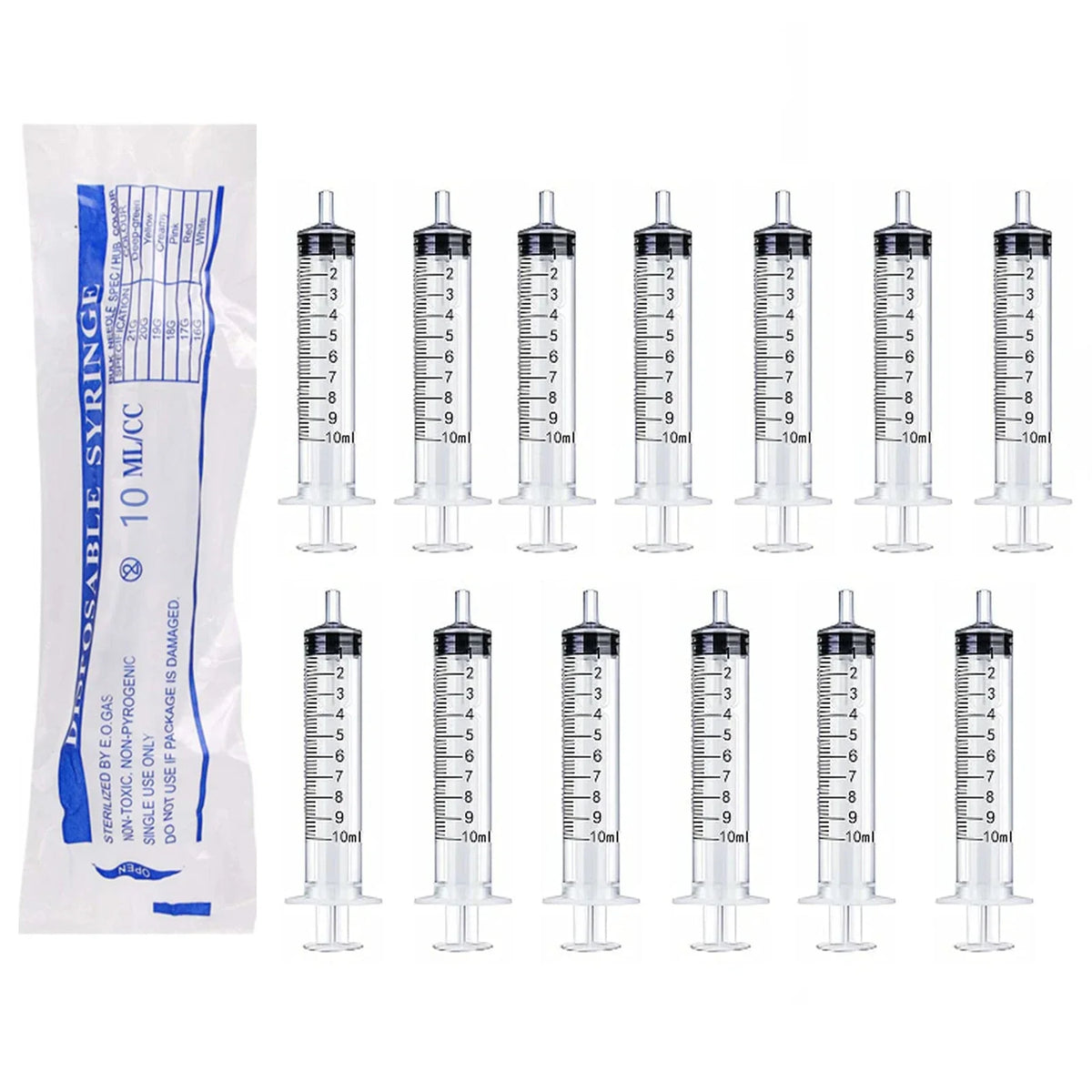 10ml Plastic Syringe for Liquid Measurement & Dispensing (Pack of 10)