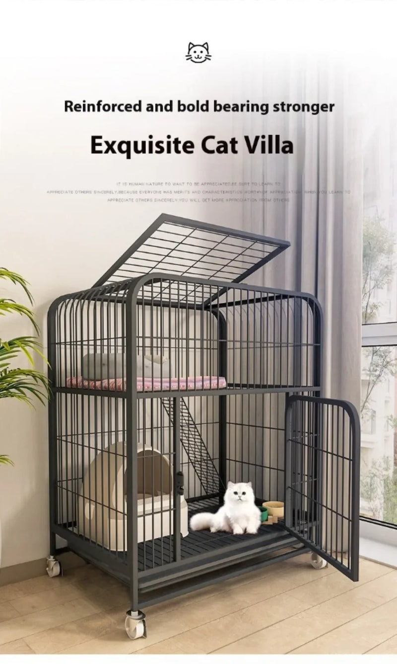 قفص قطط شبكي قابل للفتح مع فيلا مزدوجة