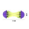 A purple and lime green interactive puzzle slow feeder bowl for pets, shown from the side.