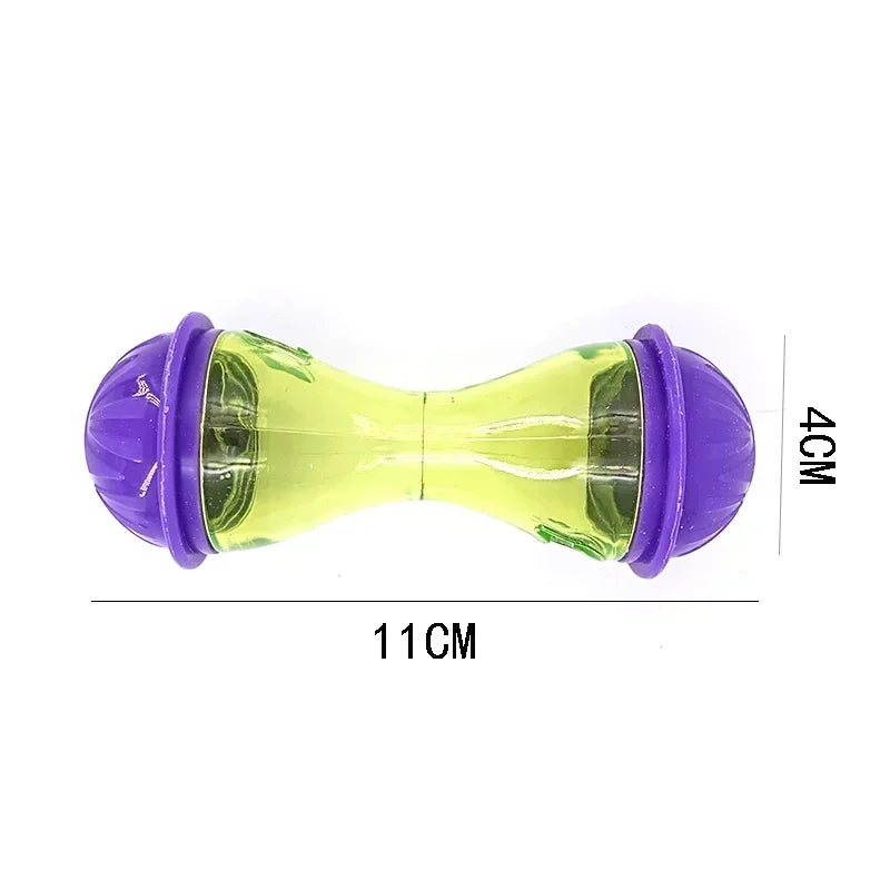A purple and lime green interactive puzzle slow feeder bowl for pets, shown from the side.