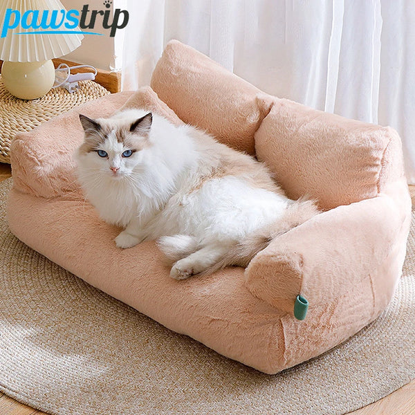 Luxury Cat Bed Sofa: Winter Warm Plush Nest for Pets