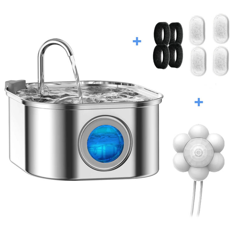 Fontaine à eau pour animaux en acier inoxydable, capacité de 3,2 L