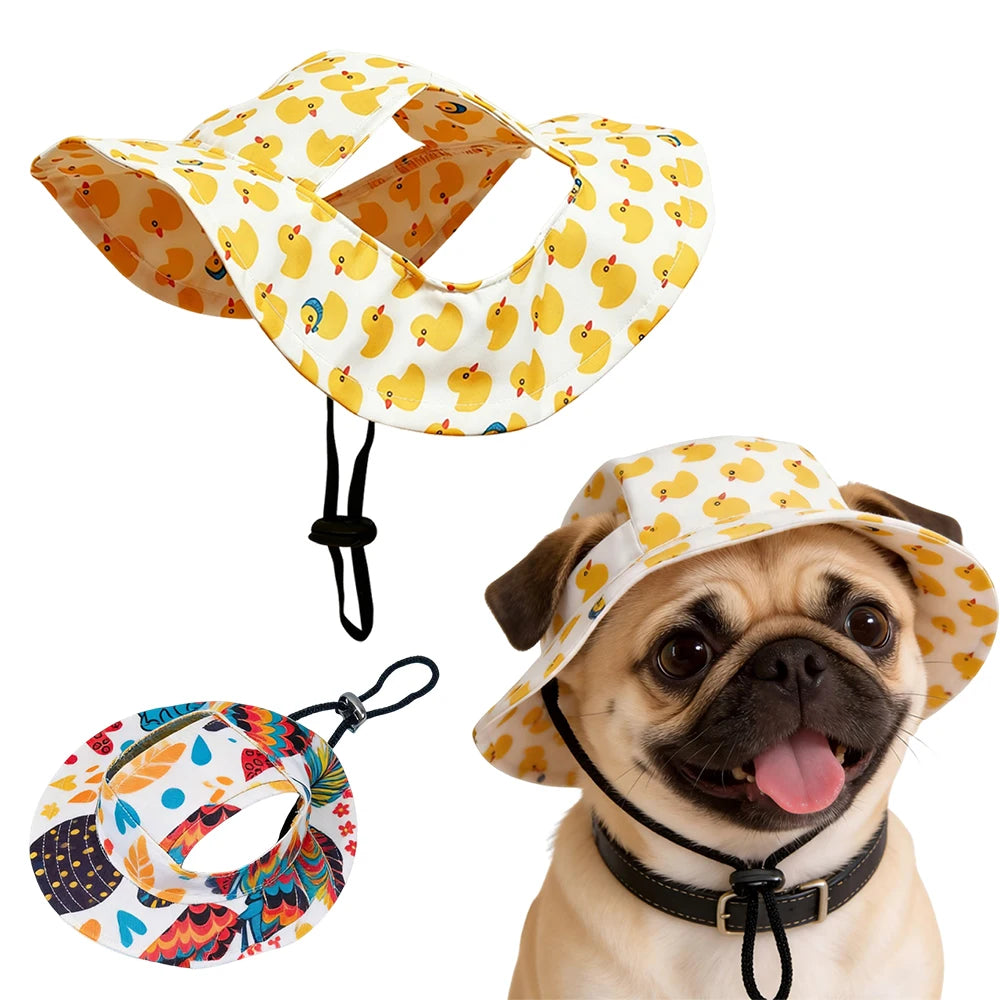 Duck Print Adjustable Pet Hat for Small to Medium Dogs and Cats