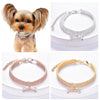Crystal Rhinestone Dog Collar with Bone Pendant
