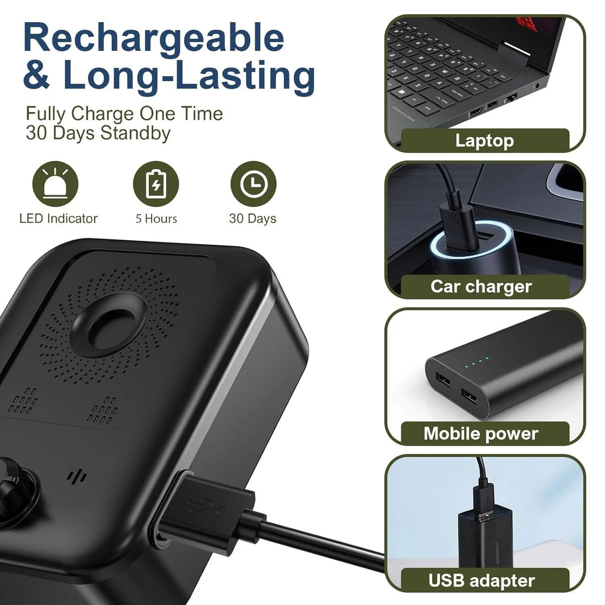 Ultrasonic Bark Deterrent Device with USB Charging