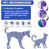 Collar para mascotas morado diseñado para liberar ingredientes activos continuamente para protección contra plagas y alivio d