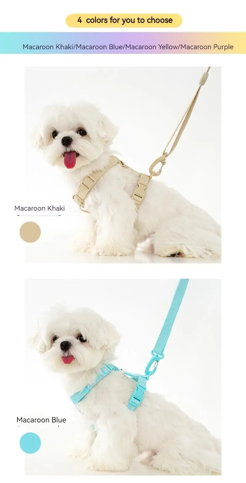 Macaroon Reflektierendes Hundegeschirr & Leinen-Set