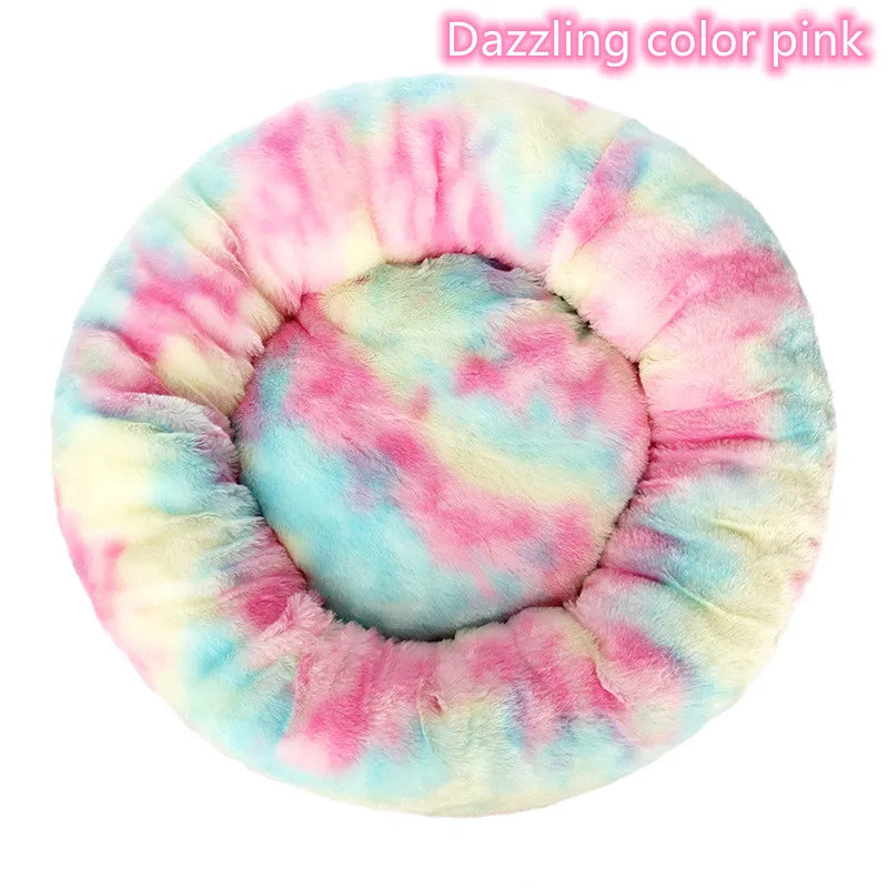 Lit Donut en Peluche Confortable pour Chat