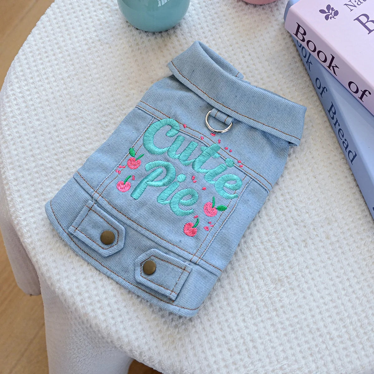 Charming Denim Jacket for Small Dogs with Playful Prints