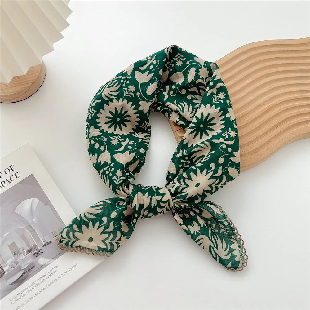 Square Cotton Scarf for Women – Versatile Neck & Hair Accessory