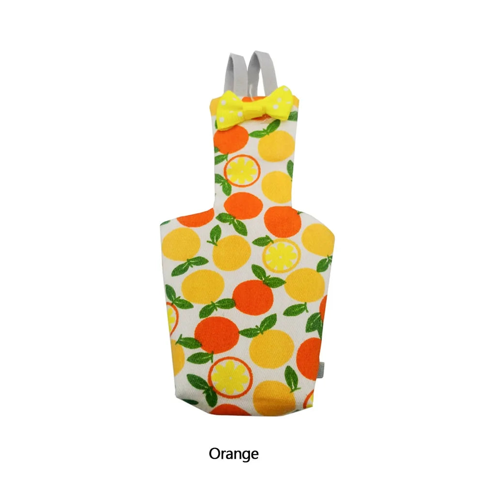 Orange Papagei-Windelanzug mit gelbem Schleifchen und Zitrusfrüchtenmuster