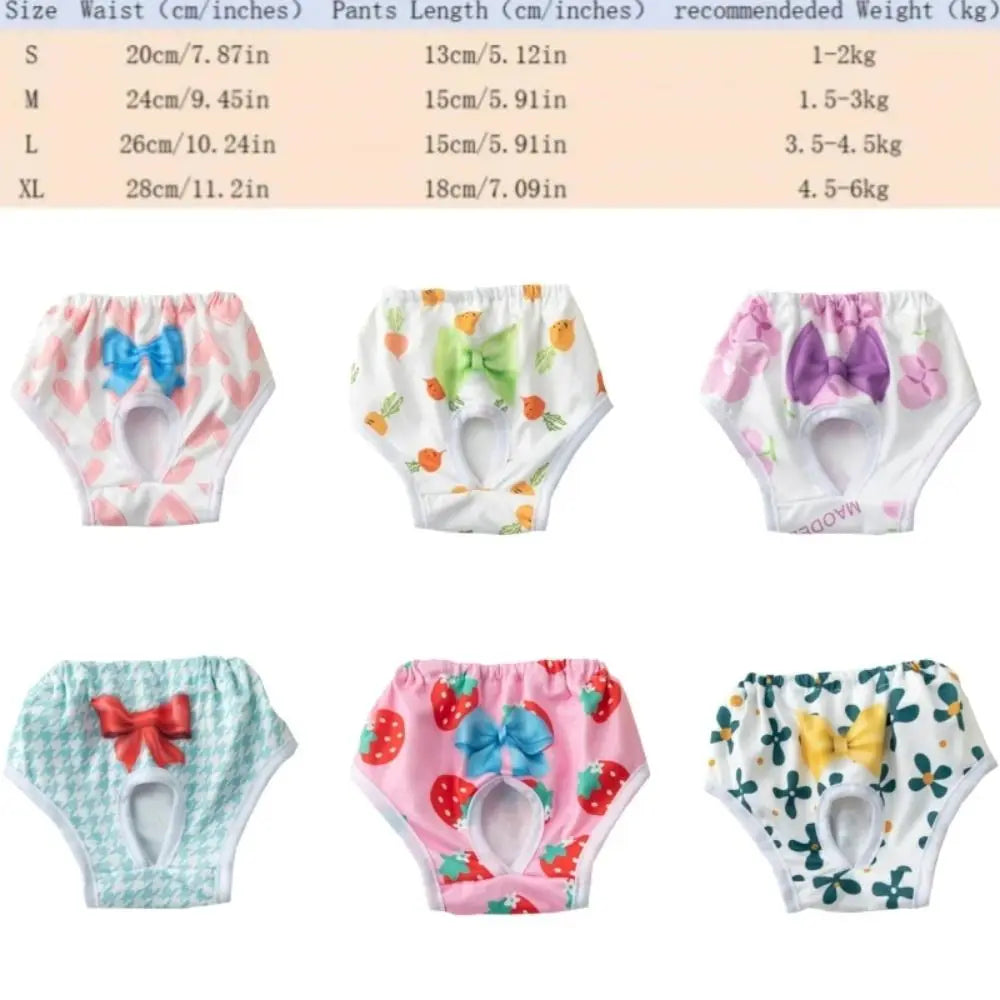 Reusable Leakproof Dog Diaper Pants with Cute Cartoon Print